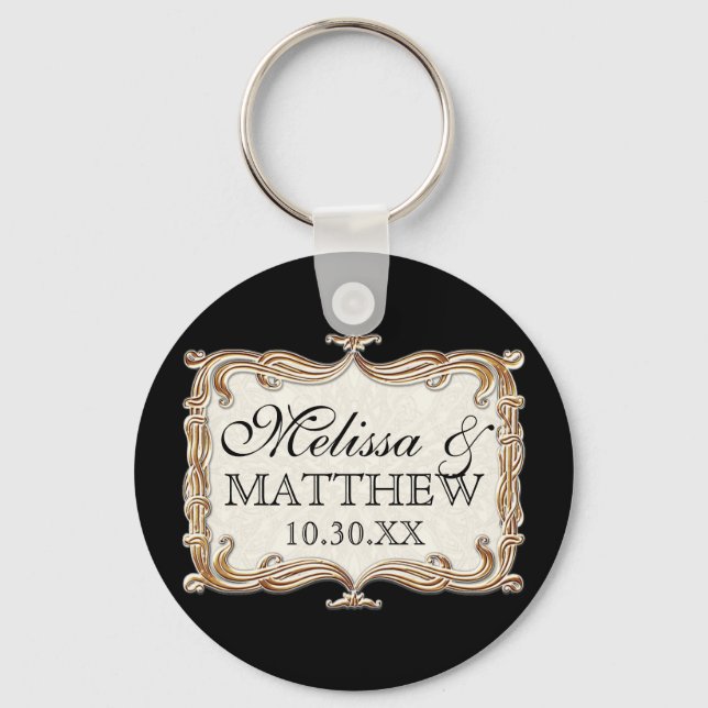 Porte-clés Gatsby Art Déco Nouveau dentelle Faux Gold Tulip (Recto)