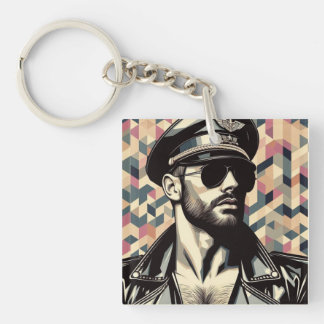 Porte-clés Gay Leather Daddy Biker Tom de Finlande Hommage Ar