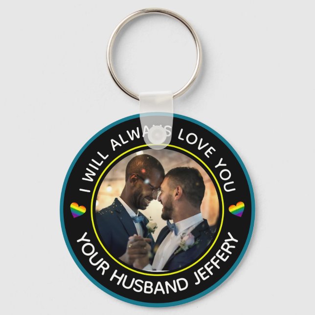 Porte-clés Gay LGBTQ Photo Mariage Couple Personnaliser (Recto)
