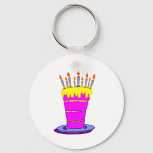 Porte-clés Géant gâteau d'anniversaire rose