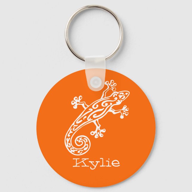 Porte-clés Gecko reptile blanc & orange nommé porte - clé (Recto)