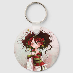 Porte-clés Geisha coquelicot
