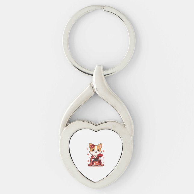 Porte-clés Geisha Corgi Amoureux des chiens Welsh (Devant)