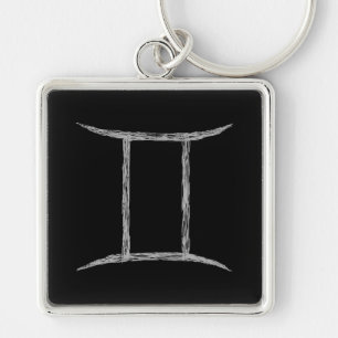Porte-clés Gémeaux. Signe d'astrologie de zodiaque. Noir