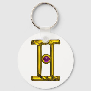 Porte-clés GEMINI GOLD ZODIAC ANNIVERSAIRE JEWEL Astrologie