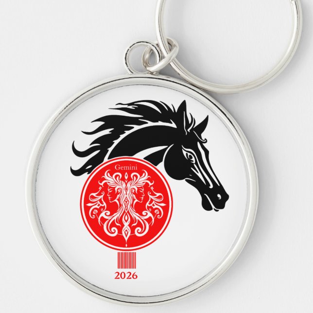 Porte-clés Gemini x Année Personnalisée du Cheval 2026 (Devant)