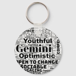 Porte-clés Gemini Zodiac Word Cloud Inspiration Porte - clé