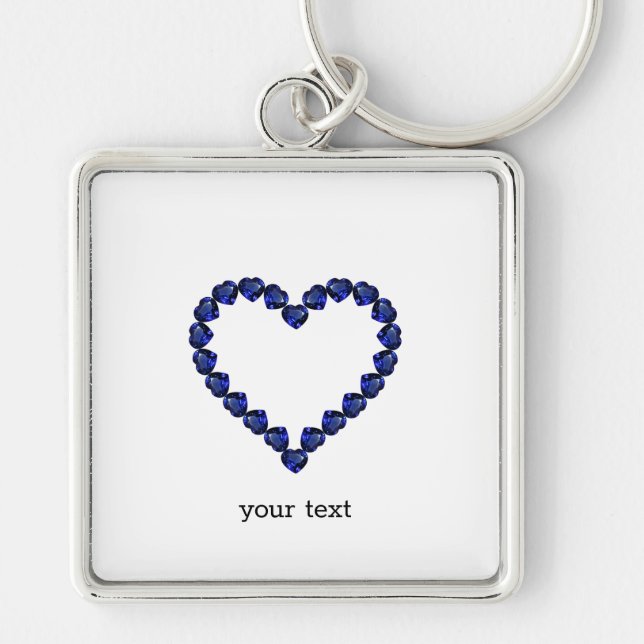 Porte-clés Gemstone Sapphire Coeur Bleu (Devant)