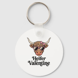 Porte-clés Génisse Valentine Highland Cow Design Vintage_1