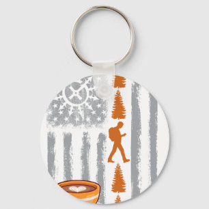 Porte-clés géocaching café - Drapeau américain vintage USA po