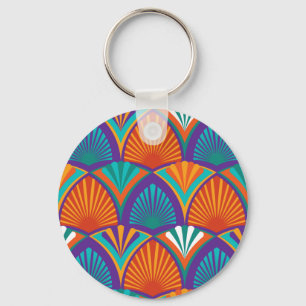 Porte-clés Geometric bright pattern with palm leaves, flowers