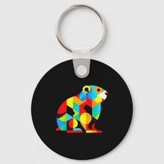 Porte-clés Geometric Minimalism Modern Illustration Groundhog