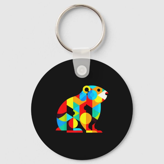 Porte-clés Geometric Minimalism Modern Illustration Groundhog (Recto)