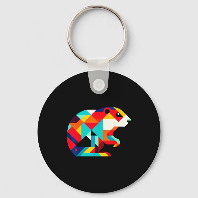 Porte-clés Geometric Minimalism Modern Illustration Groundhog (Recto)