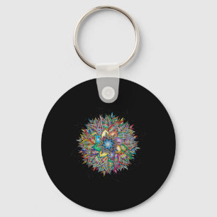 Porte-clés Géométrie Mandala Nirvana Art Fractal Sacré Yoga M
