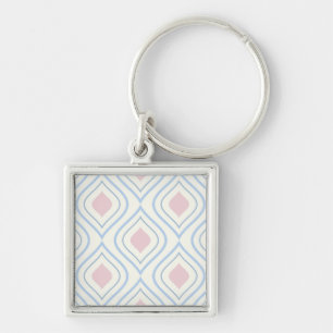 Porte-clés géométrique Abstraite, bleue, rose et blanc cassé