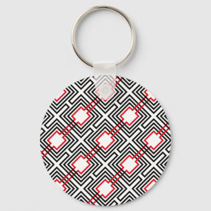 Porte-clés Géométrique rouge et blanc noir