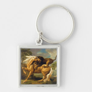 Porte-clés George Stubbs un lion attaquant un cheval,