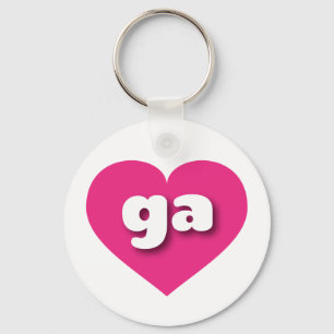 Porte-clés Géorgie coeur rose chaud - J'aime ga
