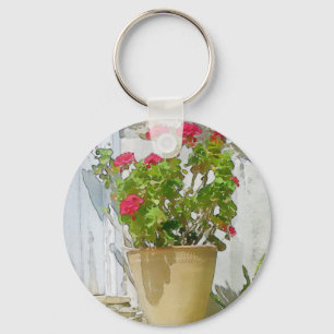 Porte-clés Géranium de couleur rouge