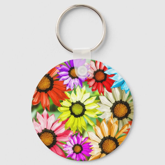 Porte-clés Gerbera fleurie colorée (Recto)