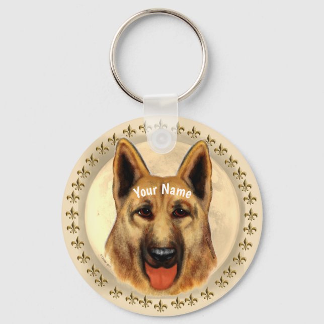 Porte-clés German Shepherd nom personnalisé (Recto)