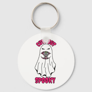 Porte-clés Ghost d'Halloween mignon mais Éffrayant tenant un 