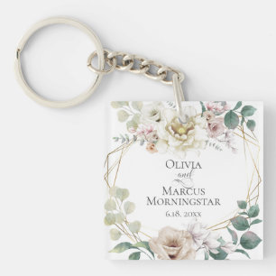 Porte-clés Gift Party ivoire Aquarelle Peony