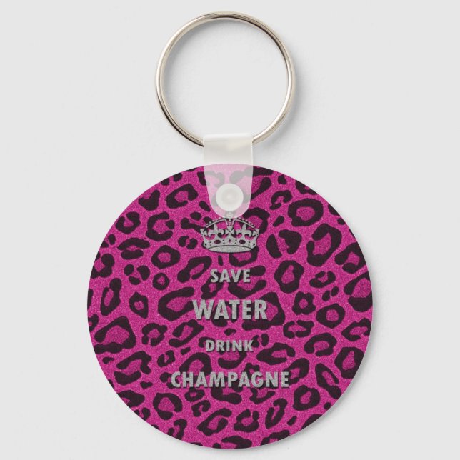 Porte-clés Gilry chic Sauvez de l'eau boisson champagne blanc (Recto)