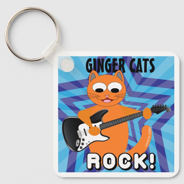 Porte-clés Ginger Cats Rock ! Chat guitare (Recto)