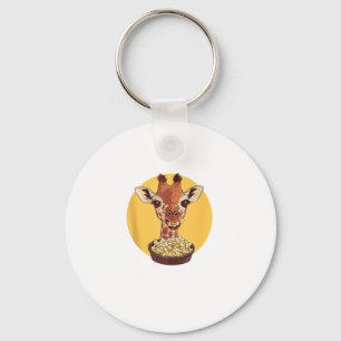 Porte-clés Giraffe Avec Popcorn Cartoon Humour animal