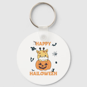 Porte-clés Giraffe En Giraffes Cute Citrouille Joyeux Hallowe