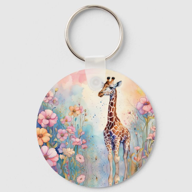 Porte-clés Giraffe Garden Pastel (Recto)