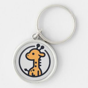 Porte-clés Giraffe minimaliste simple dans un cercle