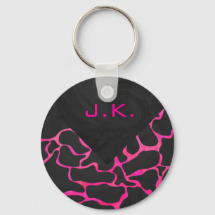 Porte-clés Giraffe rose chaude et noire