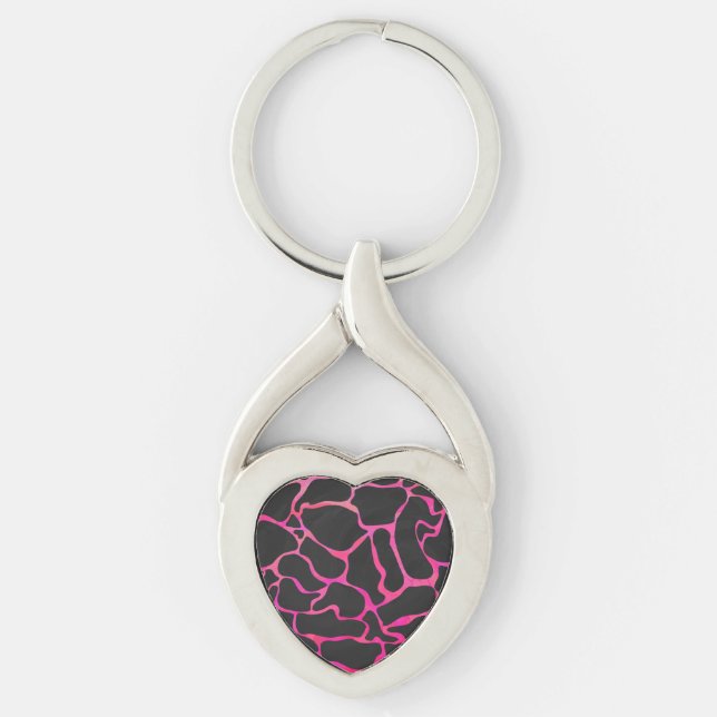 Porte-clés Giraffe rose chaude et noire (Devant)