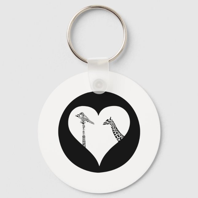 Porte-clés Giraffes Love Cranes (Recto)