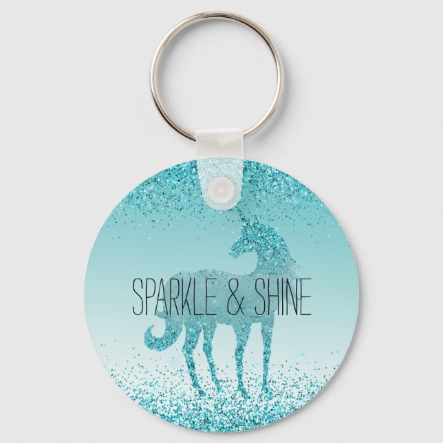 Porte-clés Girly Glitz Aqua Turquoise Parties scintillant Uni (Recto)
