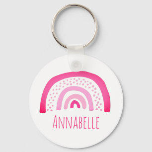 Porte-clés Girly Pink Rainbow Personalized