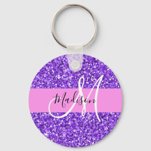 Porte-clés Glam Purple & Pink Parties scintillant Étincelle N