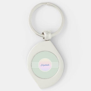 Porte-clés Glam rétro Menthe personnalisée Vert et Opale