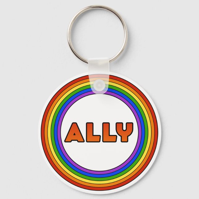 Porte-clés GLBT Ally Porte - clé (Style Bouton) (Recto)