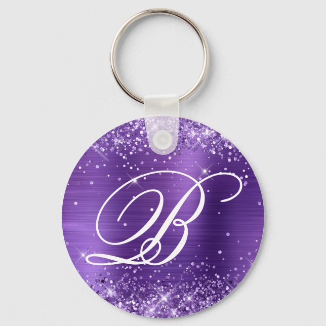 Porte-clés Glitter Améthyste Huile Fancy Monogramme (Recto)