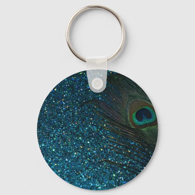 Porte-clés Glitter Aqua Peacock (Recto)
