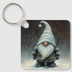 Porte-clés Gnome d'hiver dans une forêt de neige