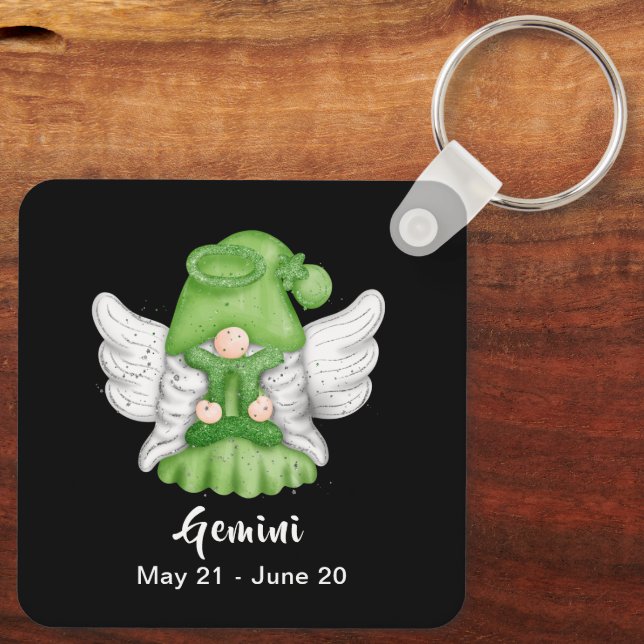 Porte-clés Gnome Gemini Astrologie Sign Angel Porte - clé (Verso)