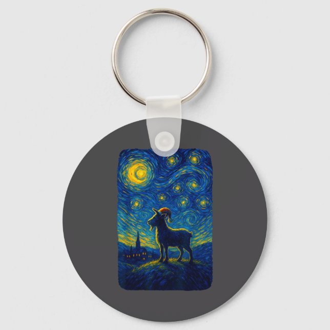 Porte-clés Goat Lover Santa Hat Christmas Starry Cute Night V (Recto)