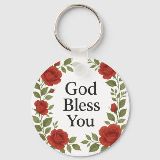 Porte-clés God Bless You Religious Rose Floral