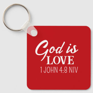 Porte-clés God is Love Bible Verse Christian Faith Red