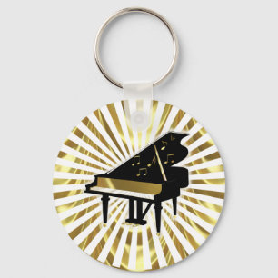 Porte-clés Gold and Black Grand Piano Music Notes